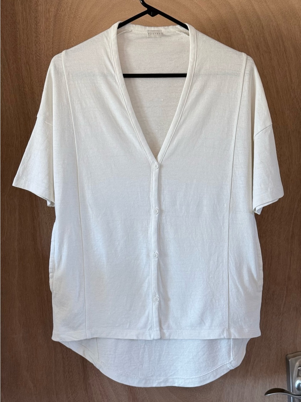 Poetry Tunic Shirt Hemp Organic Cotton Button Front Cream Relaxed Women’s S-M